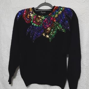 Angenie Brand Sequined Black Sweater Women's size L